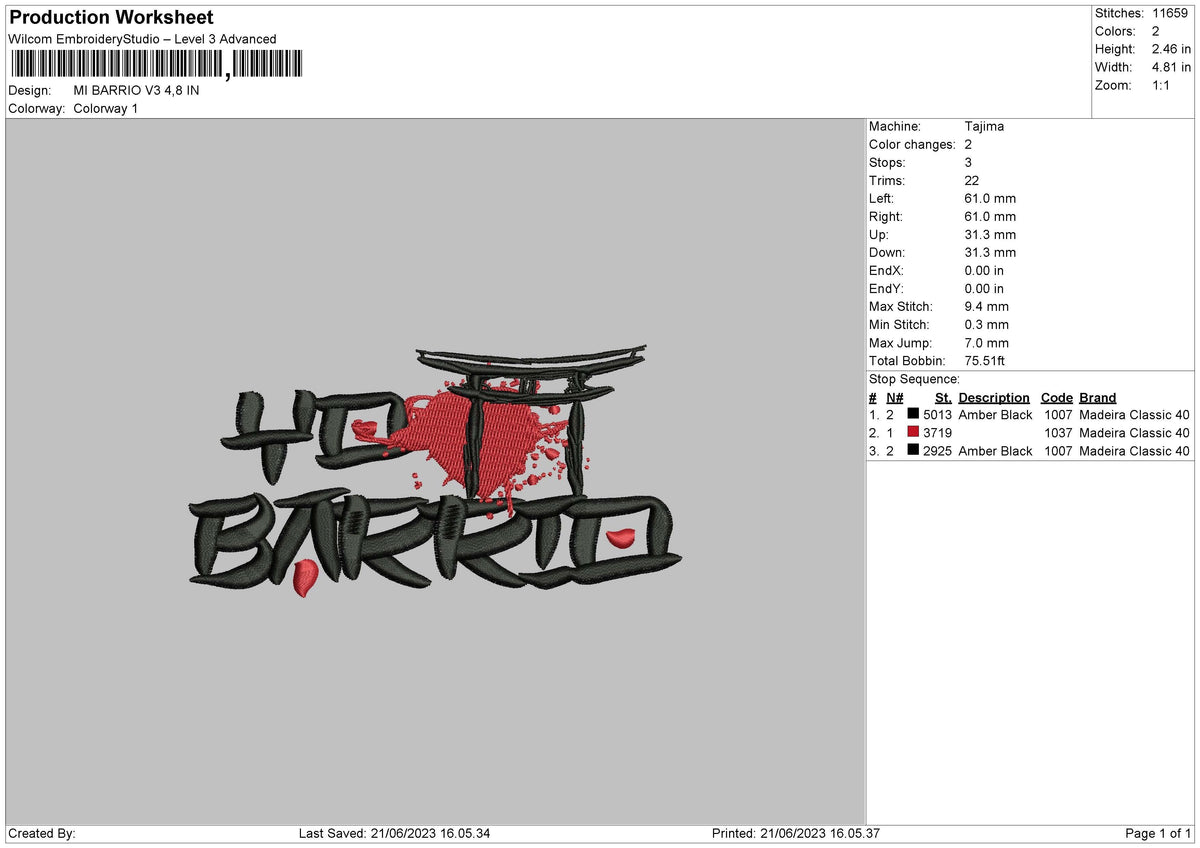 Mi Barrio V3 Embroidery File 6 sizes