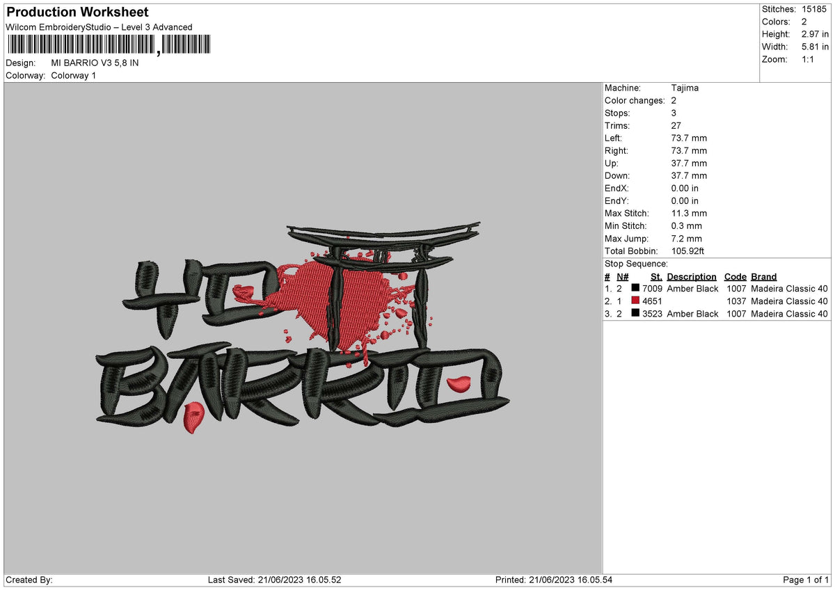 Mi Barrio V3 Embroidery File 6 sizes