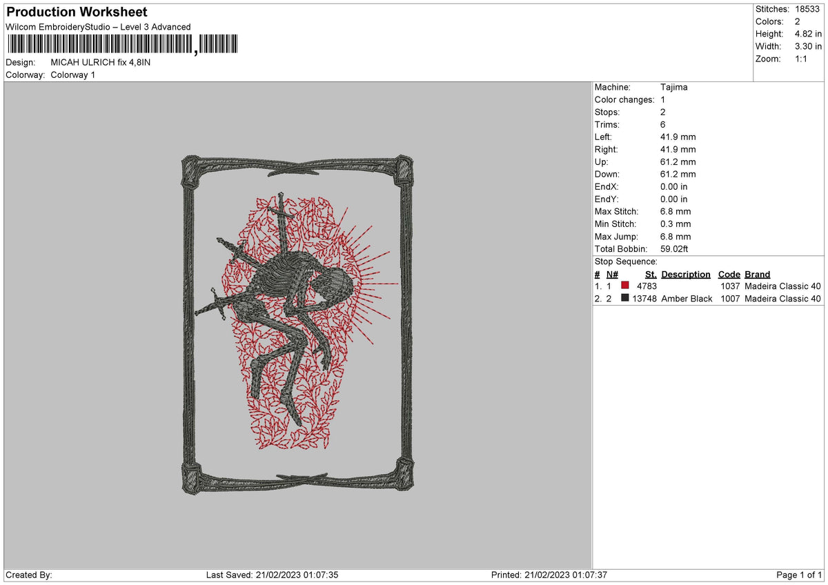 Micah U Embroidery File 6 sizes