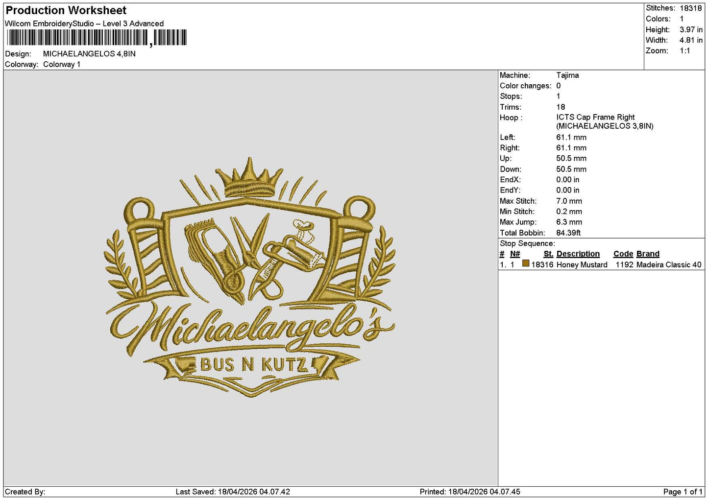 Michaeltext Embroidery File 6 sizes