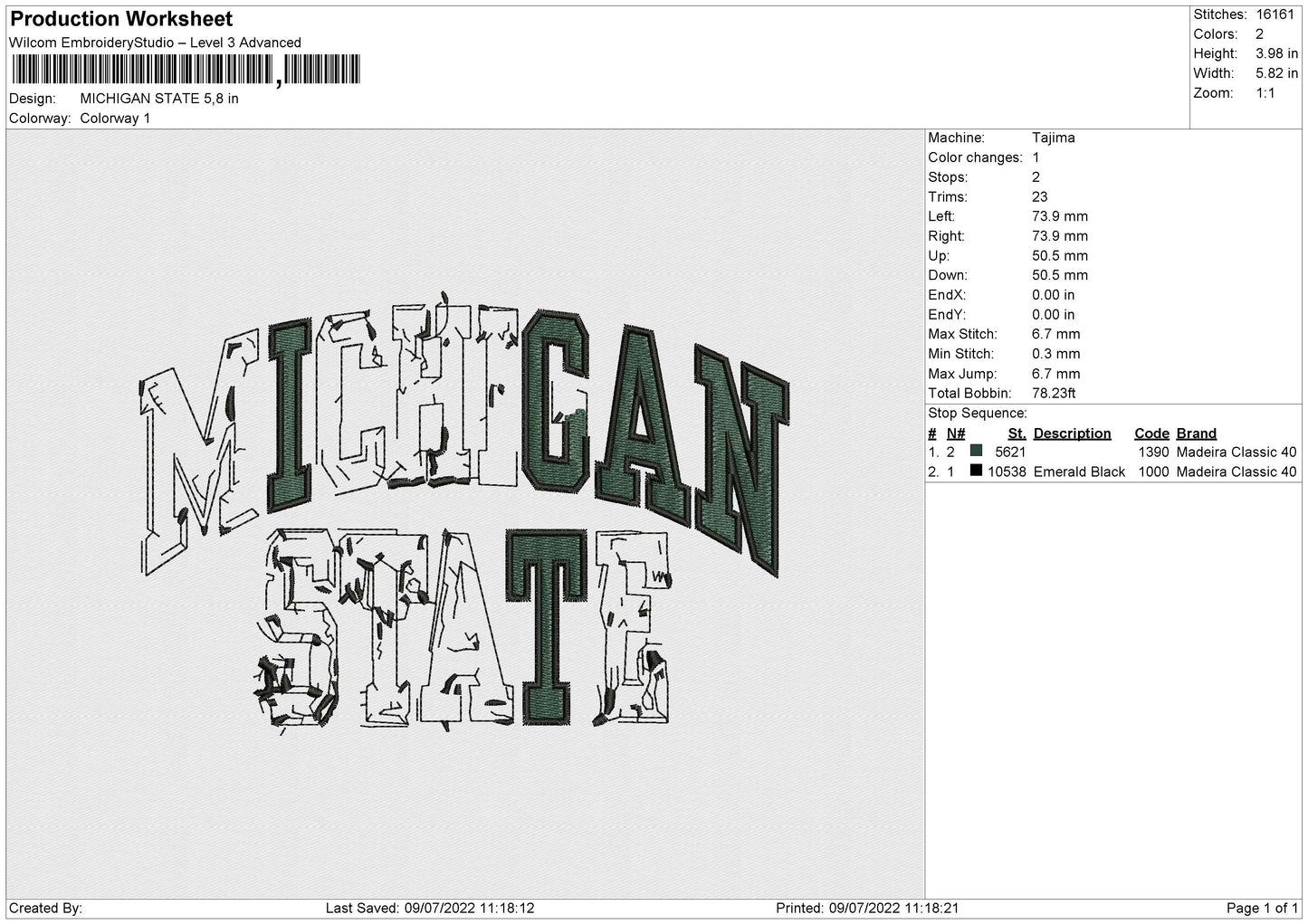 MICHIGAN STATE Embroidery