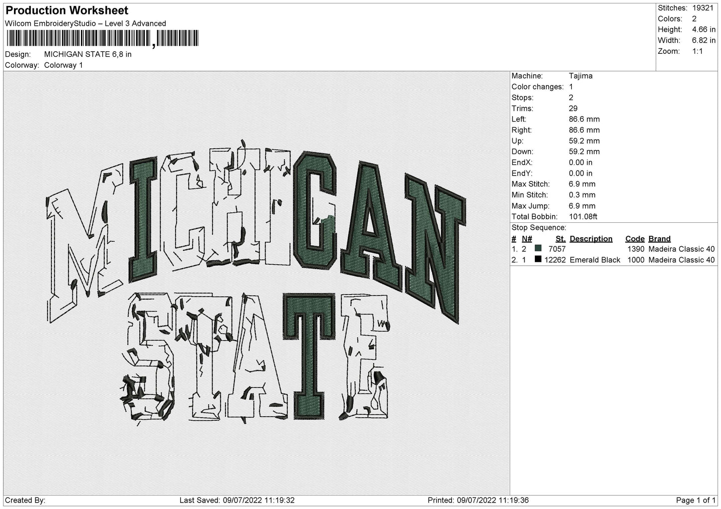 MICHIGAN STATE Embroidery