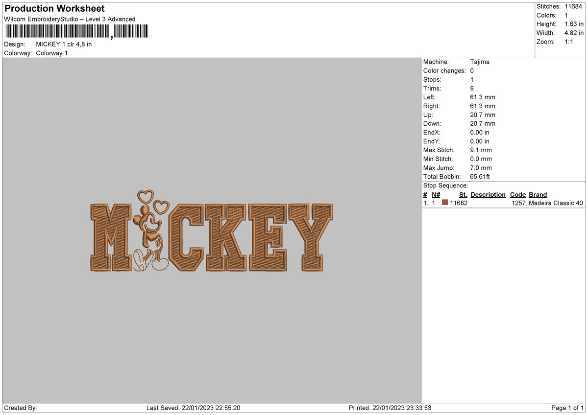 Mickey Clr Embroidery File 6 sizes