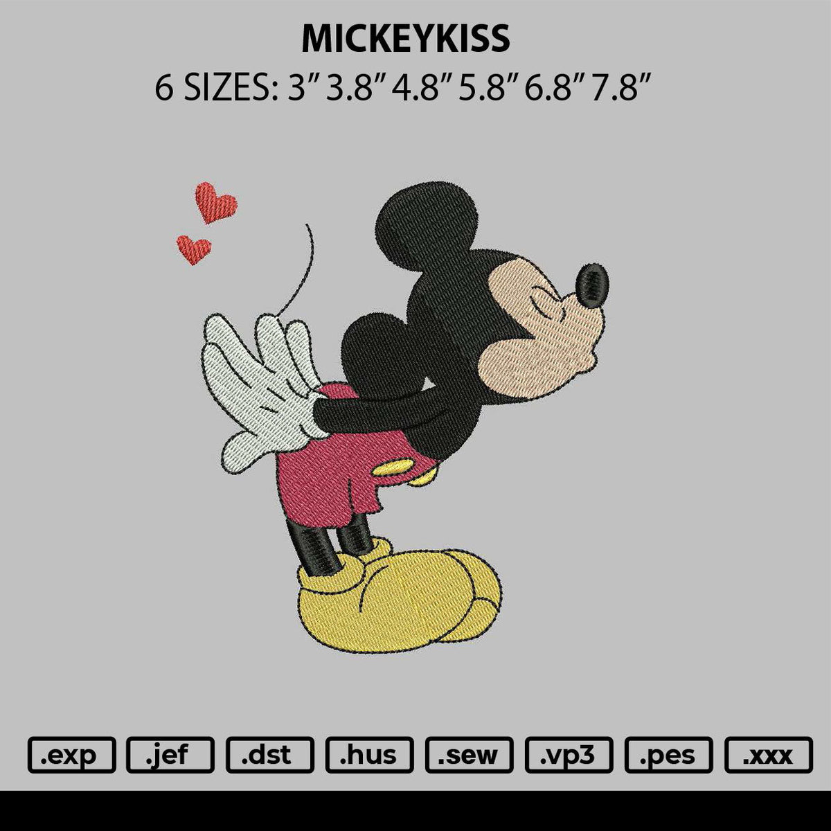 Mickeykiss Embroidery File 6 sizes