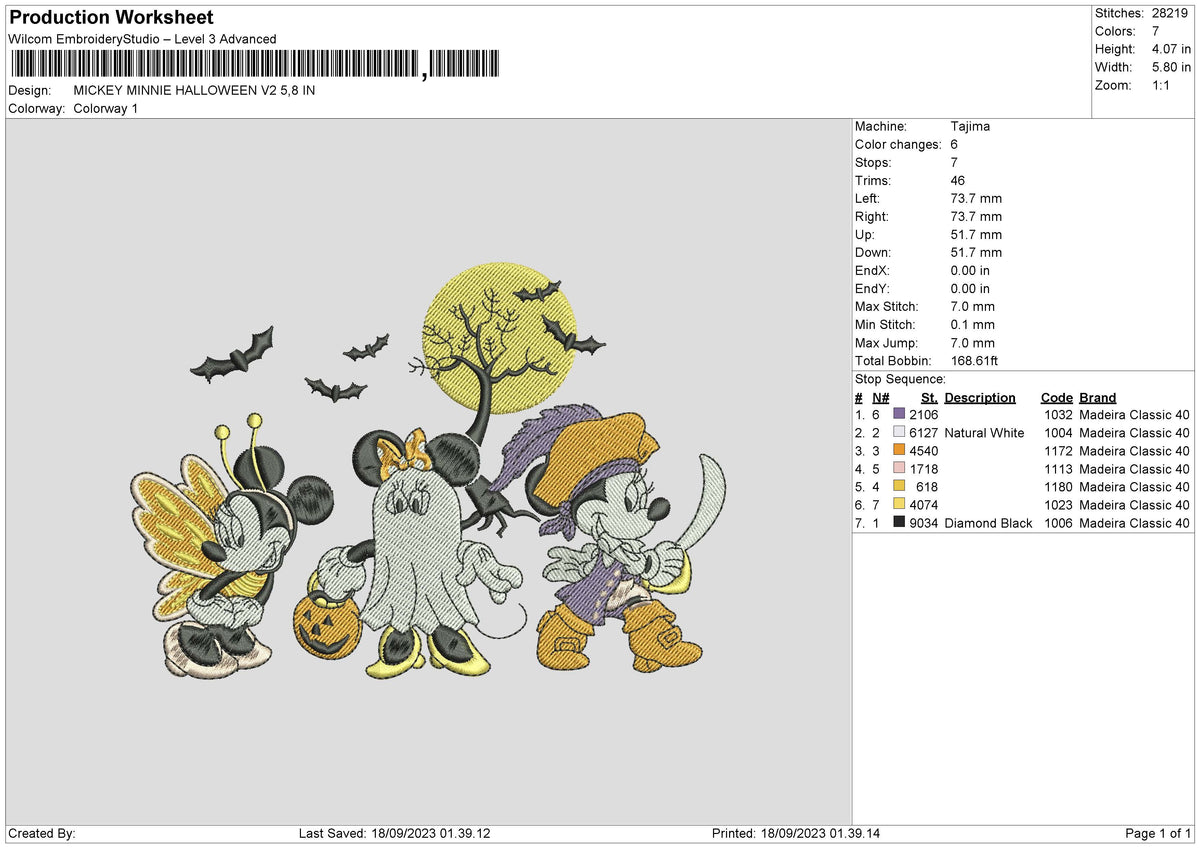 Minnie Halloween V2 Embroidery File 6 sizes