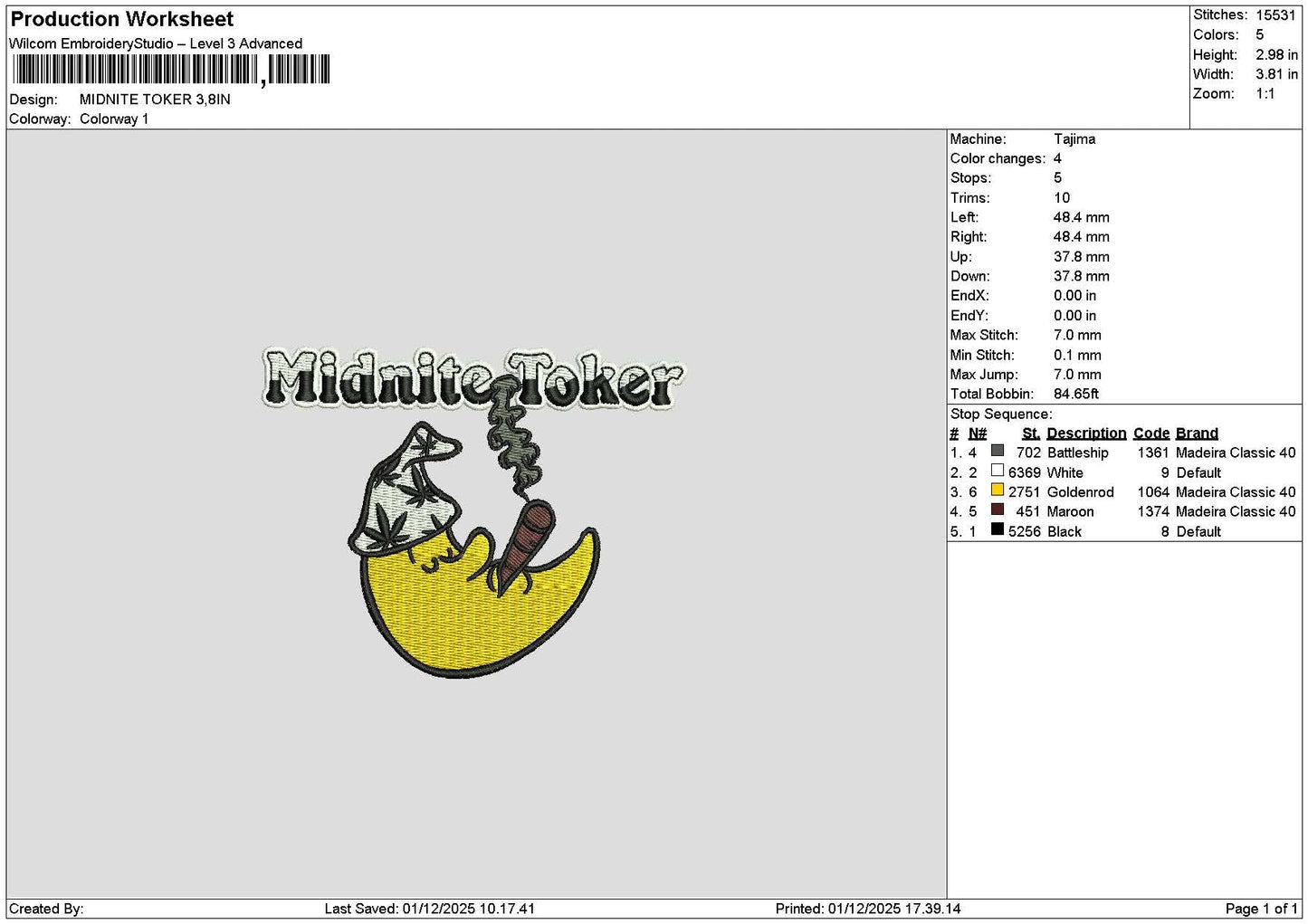 Midnitetext Embroidery File 6 sizes