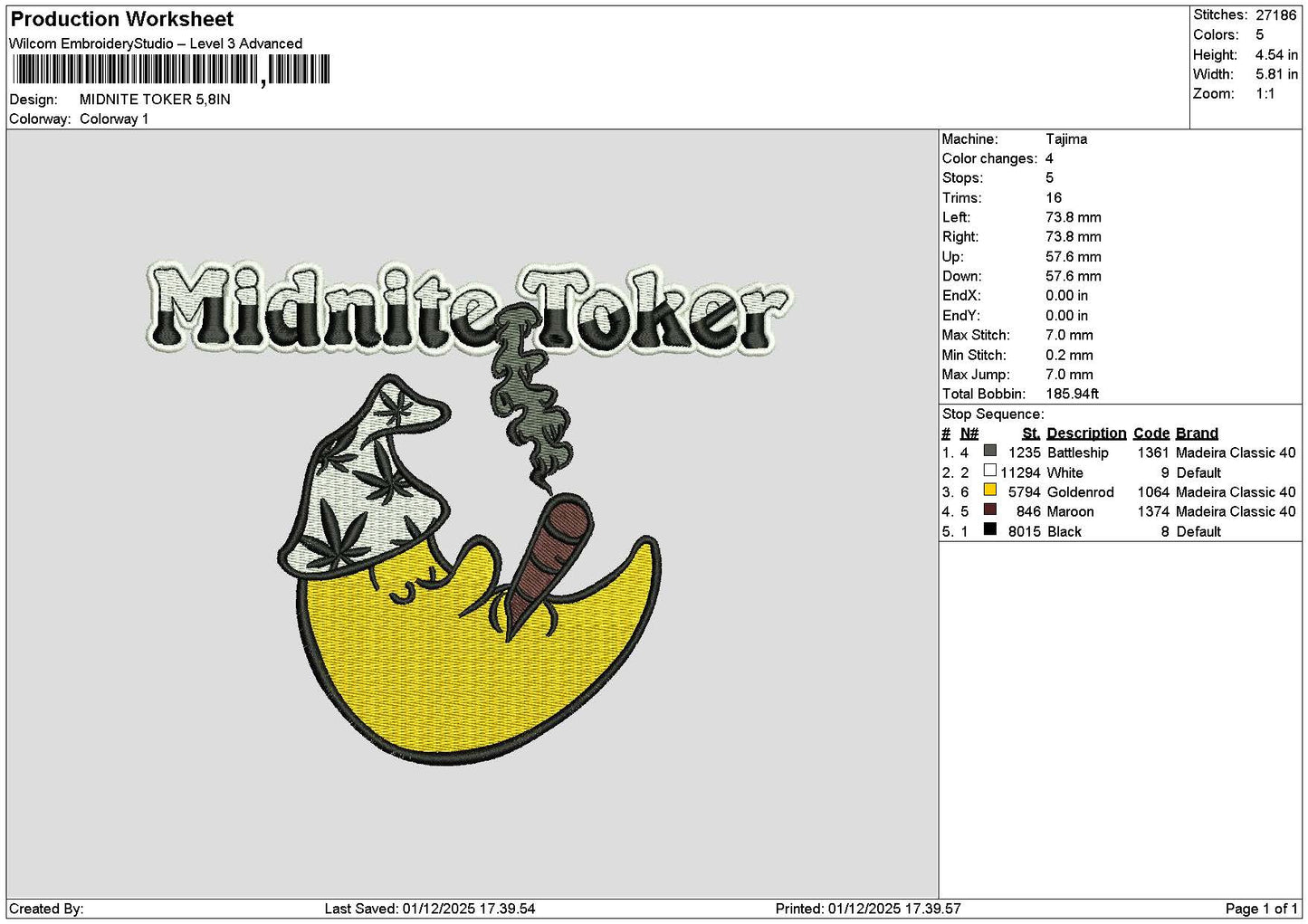 Midnitetext Embroidery File 6 sizes