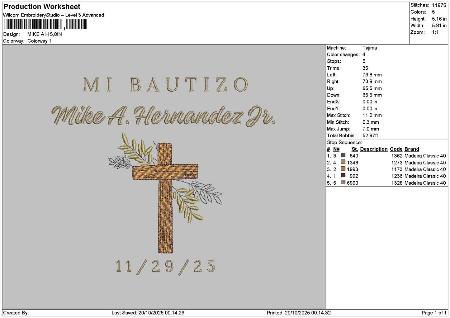 Miketext 1129 Embroidery File 6 sizes