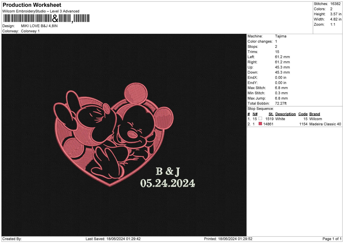 MIKI LOVE  Embroidery File 6 size