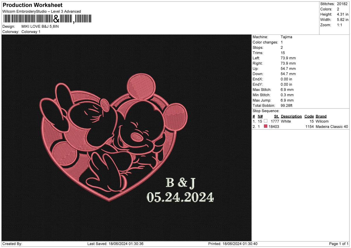 MIKI LOVE  Embroidery File 6 size