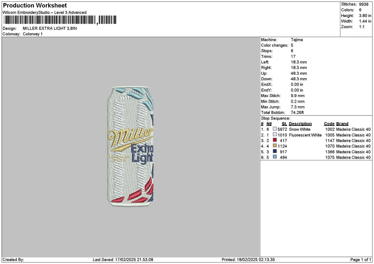 Millerbottle Embroidery File 6 sizes