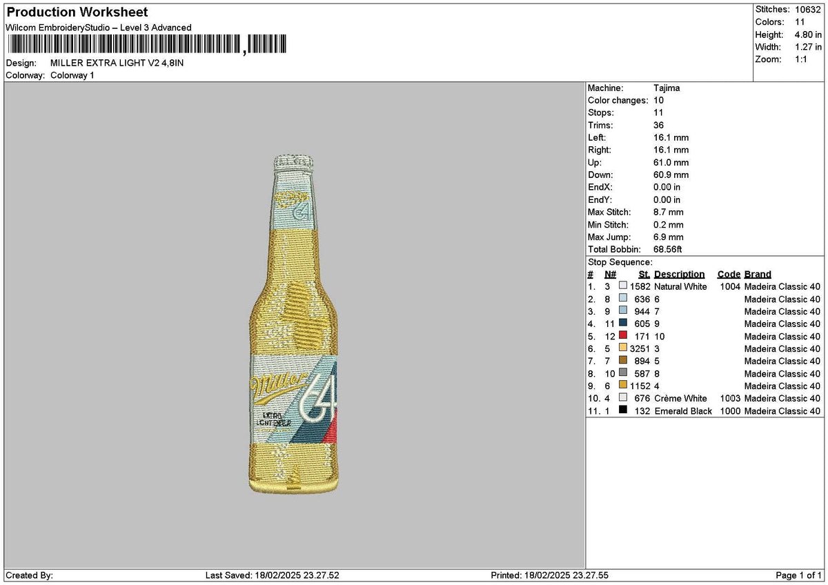 Millerbottle V2 Embroidery File 6 sizes