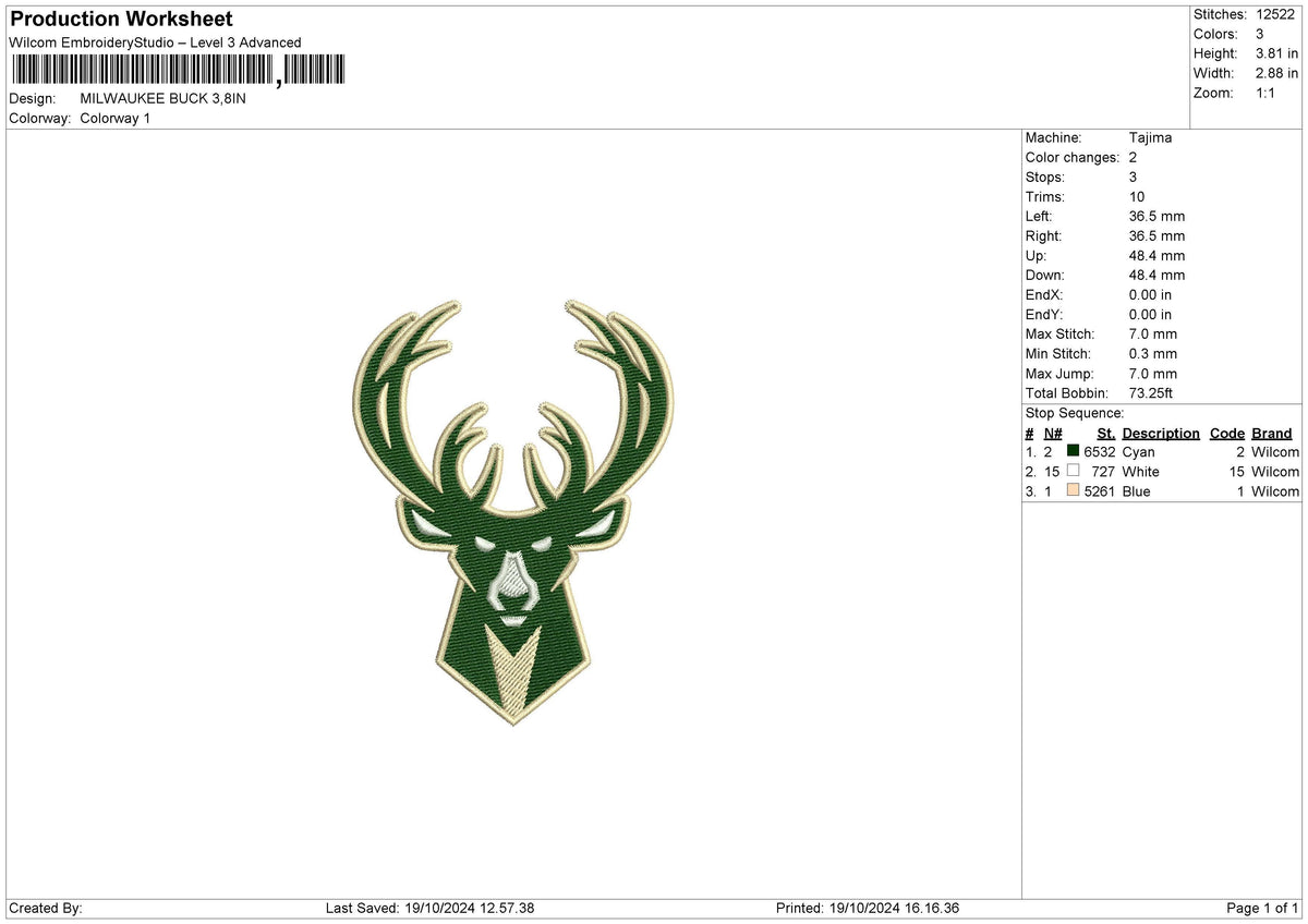 Deer Head 02 Embroidery File 6 sizes