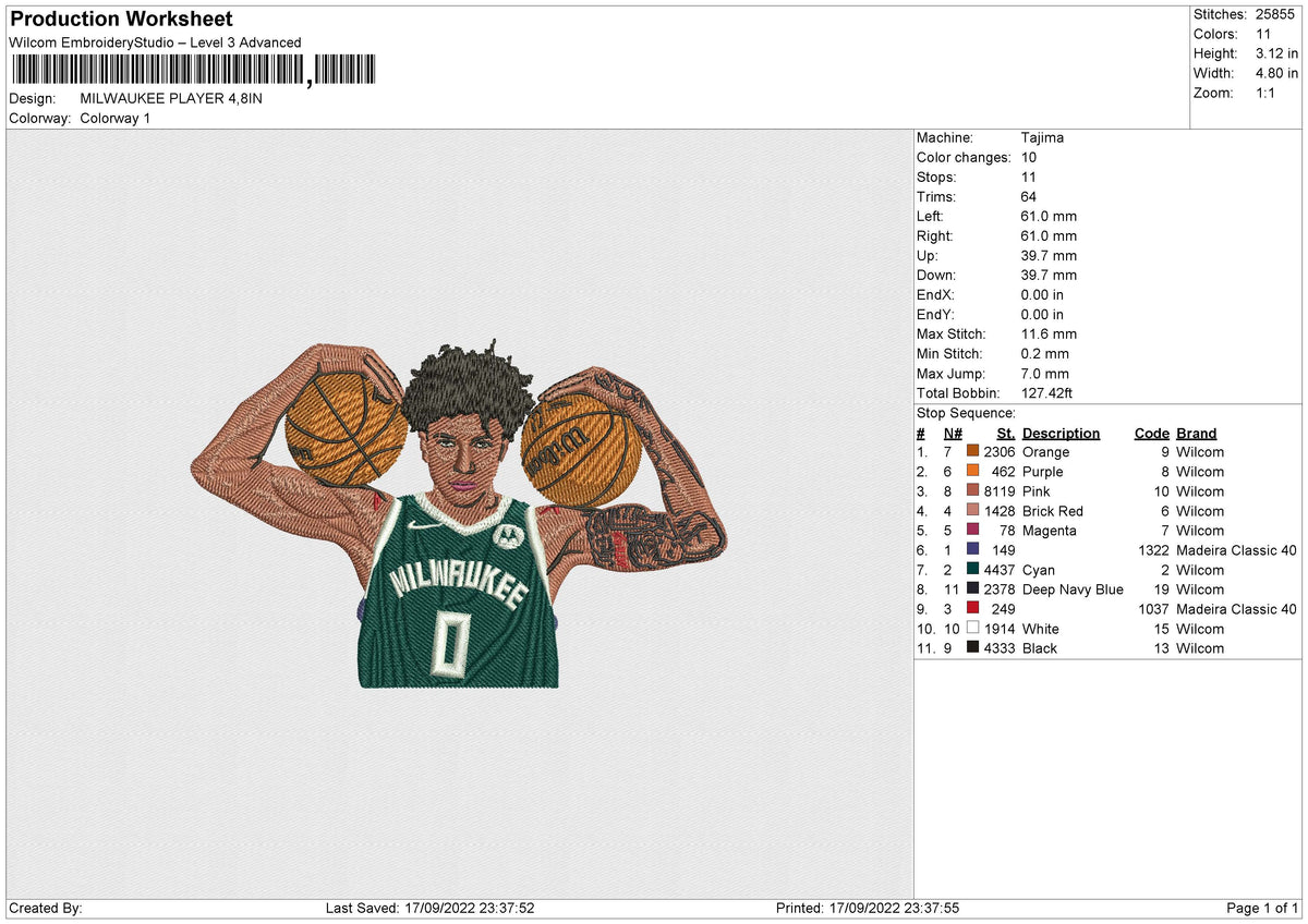 MILWAUKEE PLAYER Embroidery