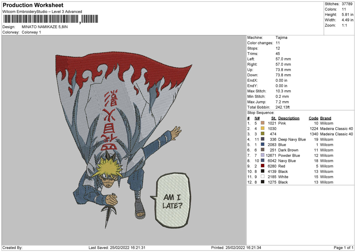 Minato Namikaze Embroidery