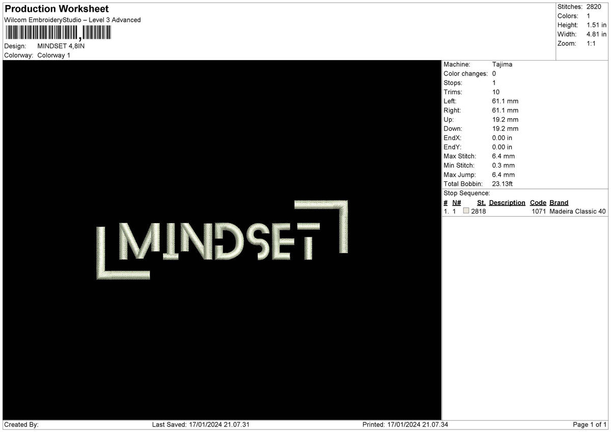 Mindset Embroidery File 6 sizes
