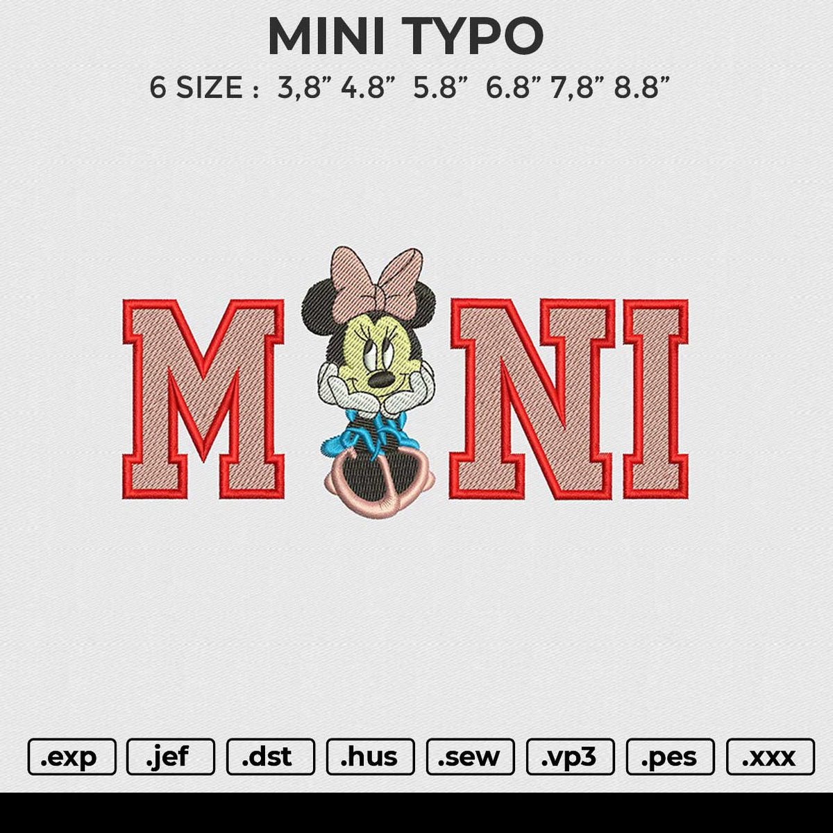 MINI TYPO Embroidery File 6 size