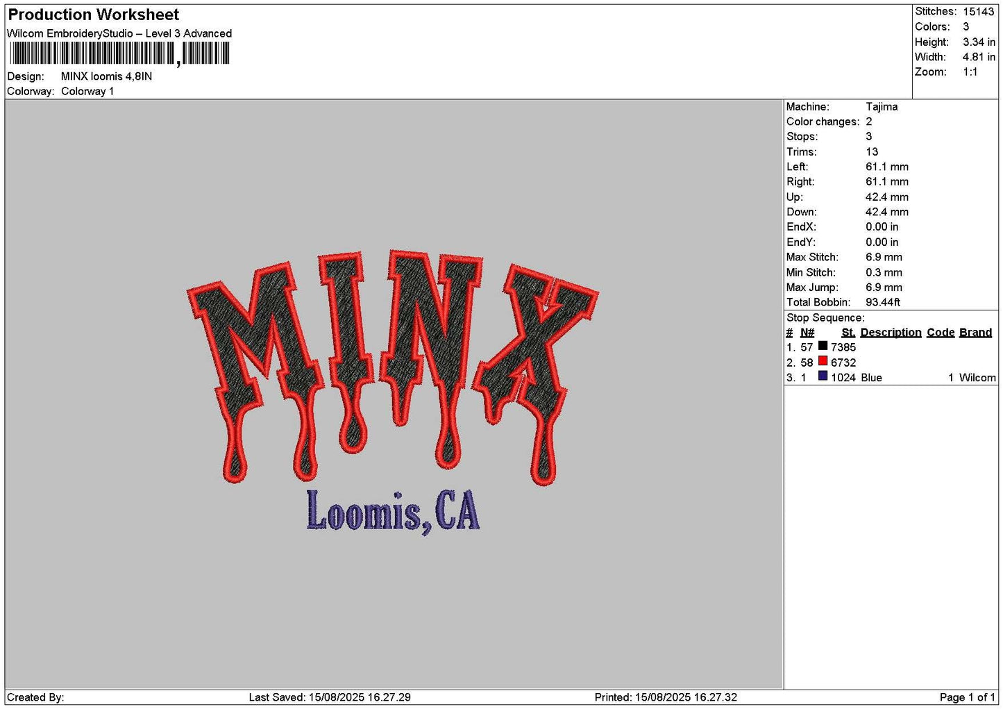 Minxtext Embroidery File 6 sizes