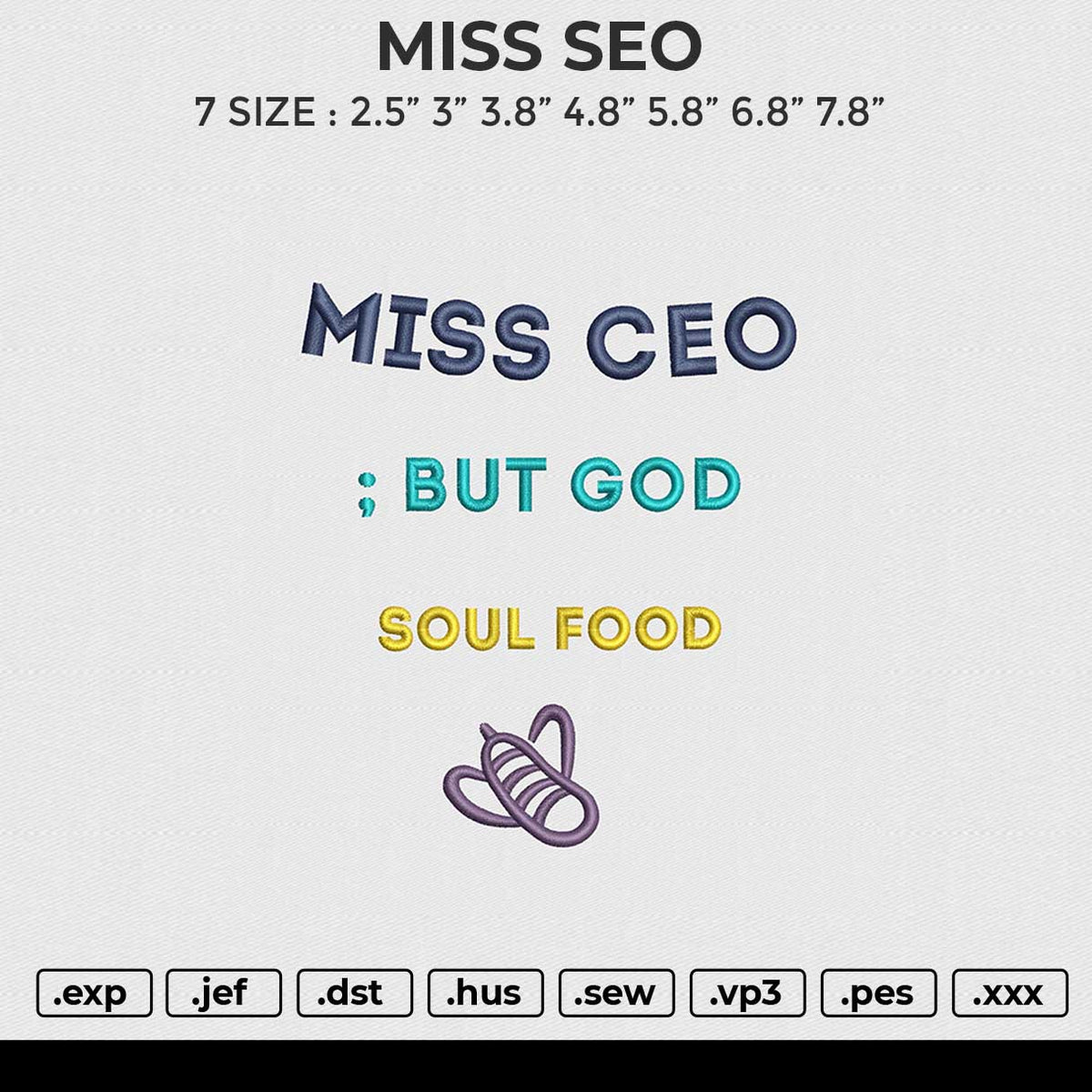 MISS SEO Embroidery File 6 size