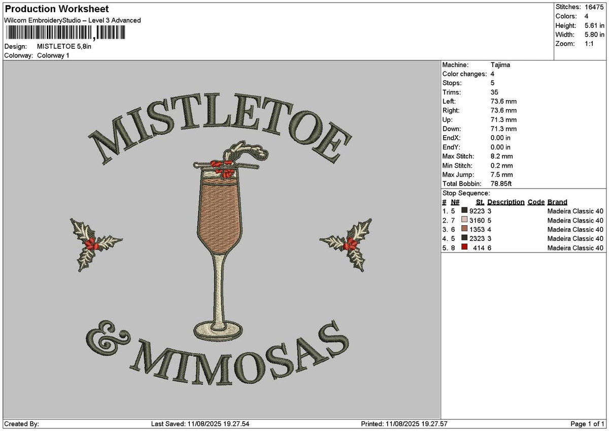 Mistletoetext 1108 Embroidery File 6 sizes