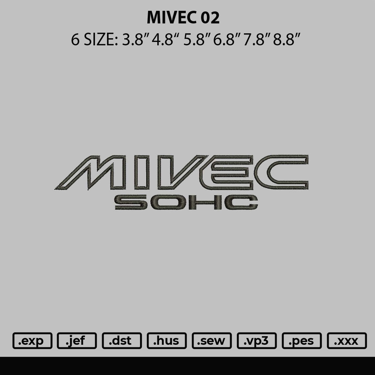 Mivec 02 Embroidery FIle 6 Sizes