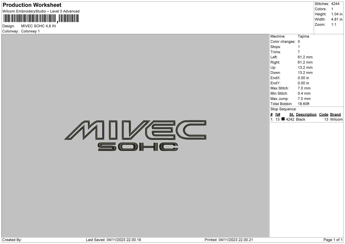Mivec 02 Embroidery FIle 6 Sizes
