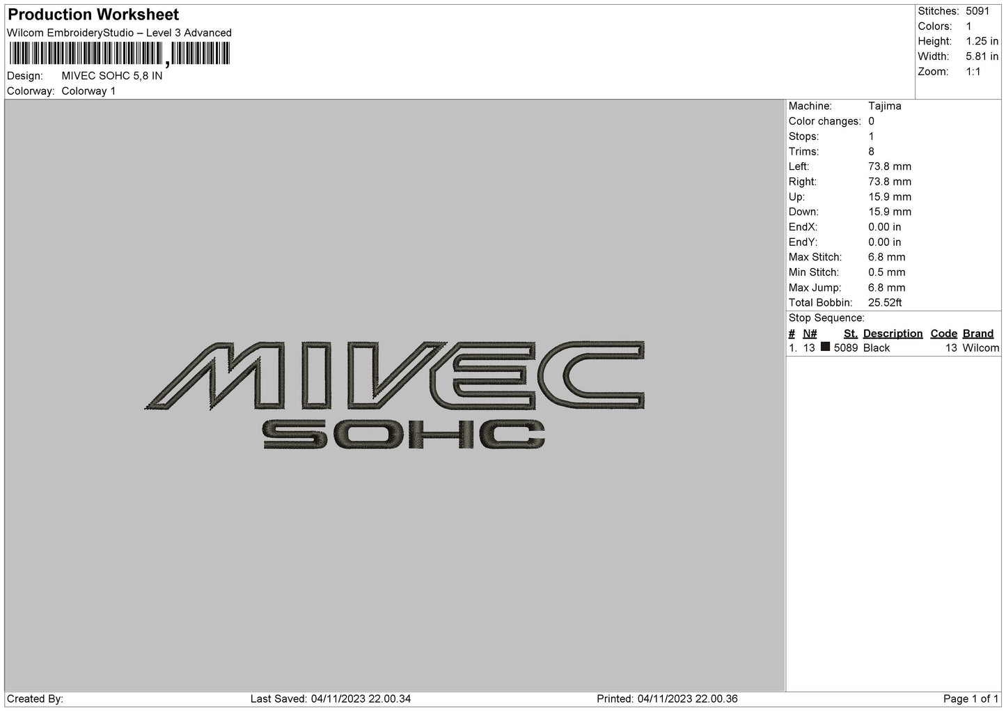 Mivec 02 Embroidery FIle 6 Sizes