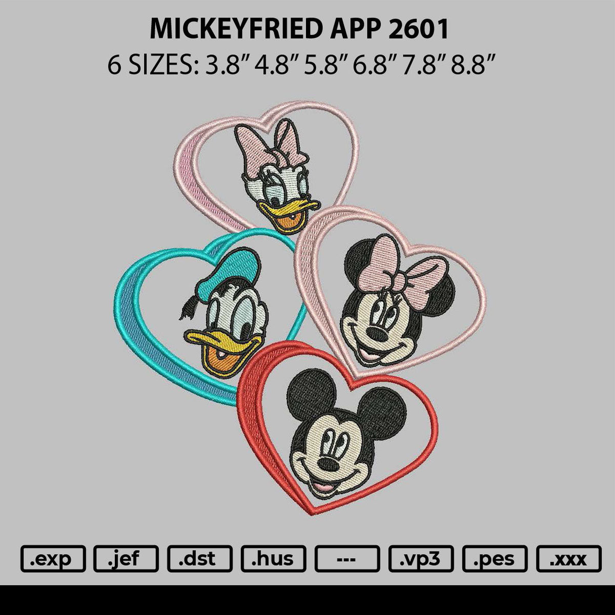Mickeyfriend App 2601 Embroidery File 6 sizes