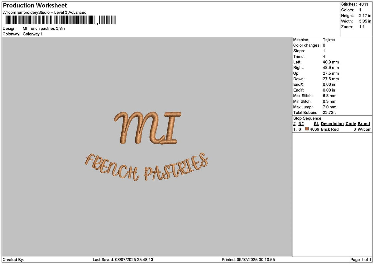 Frenchtext 01 Embroidery File 6 sizes