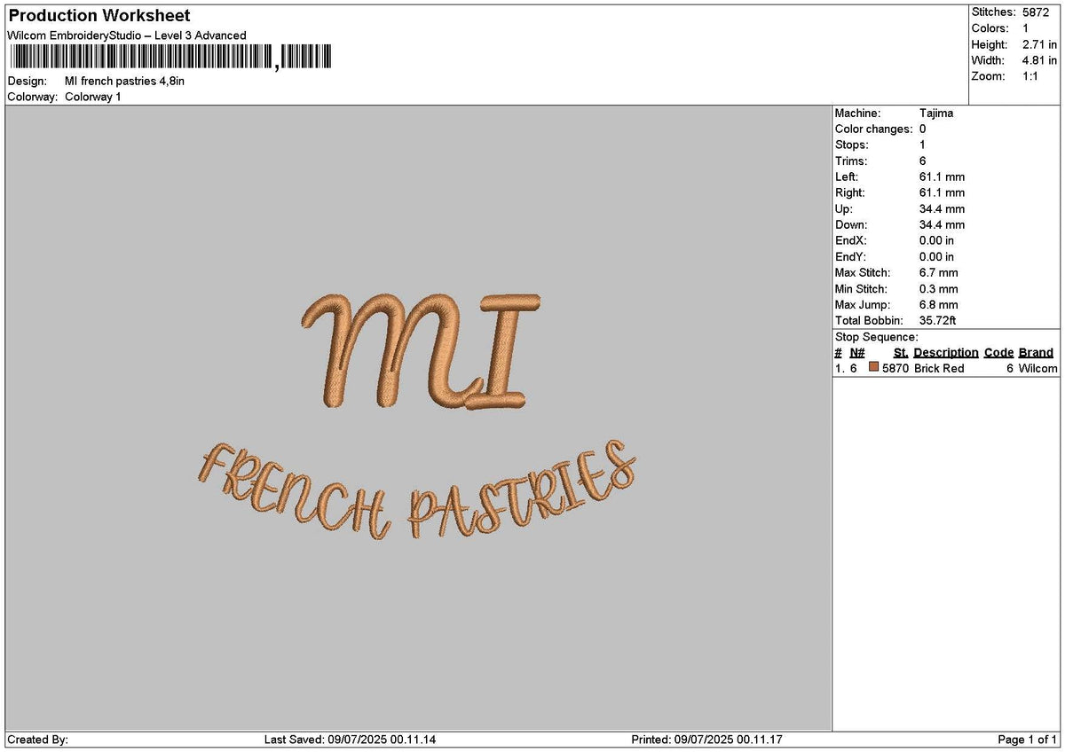 Frenchtext 01 Embroidery File 6 sizes