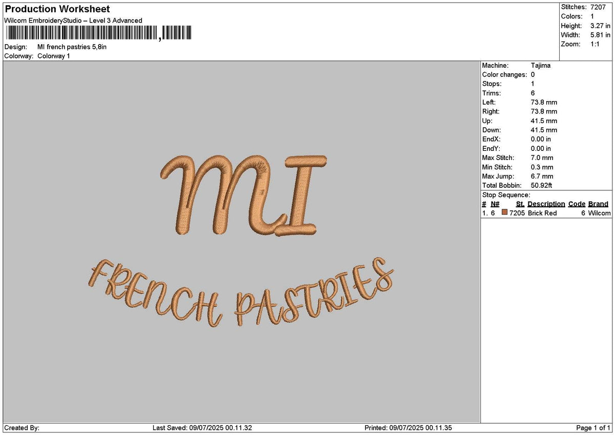 Frenchtext 01 Embroidery File 6 sizes