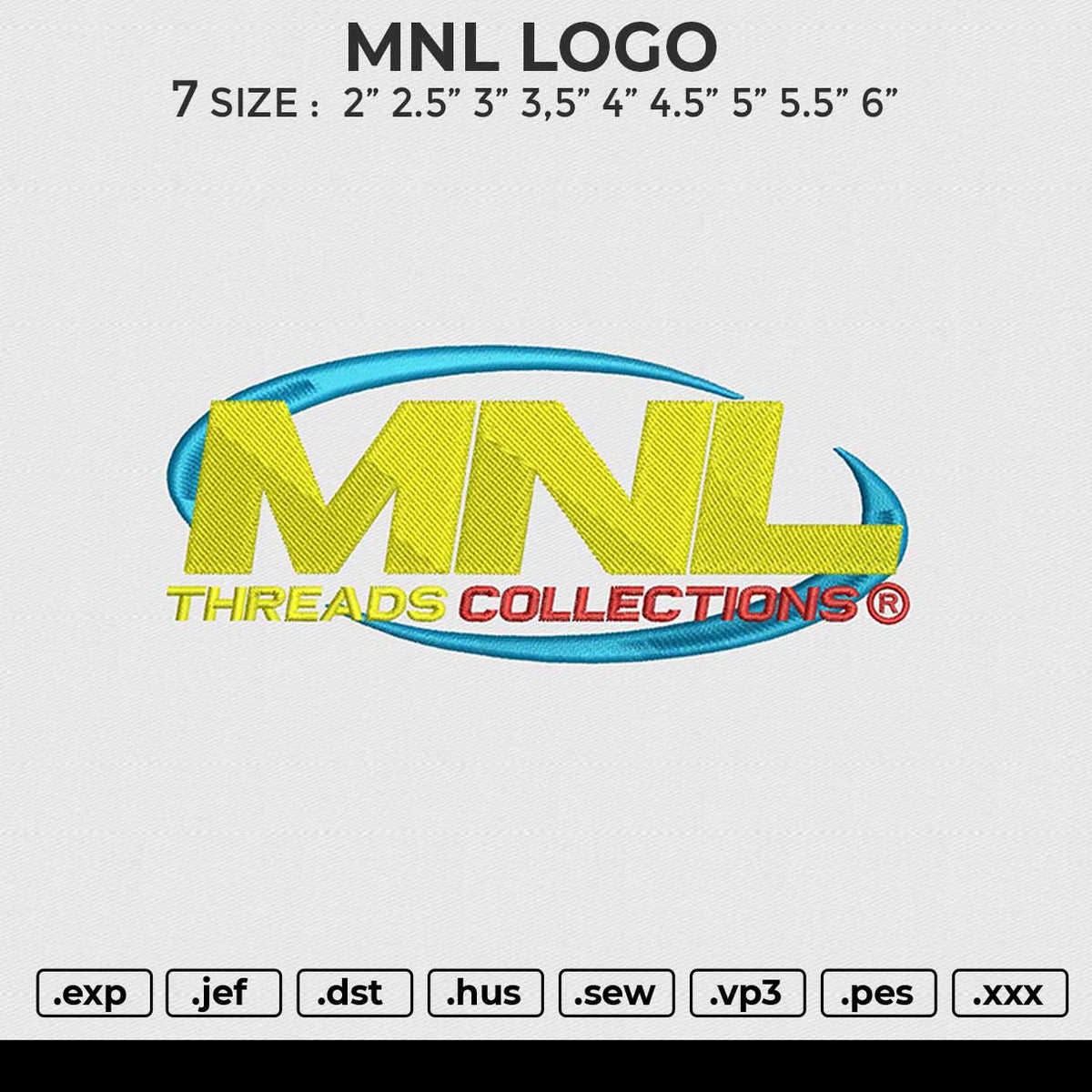 MNL LOGO Embroidery File 6 size