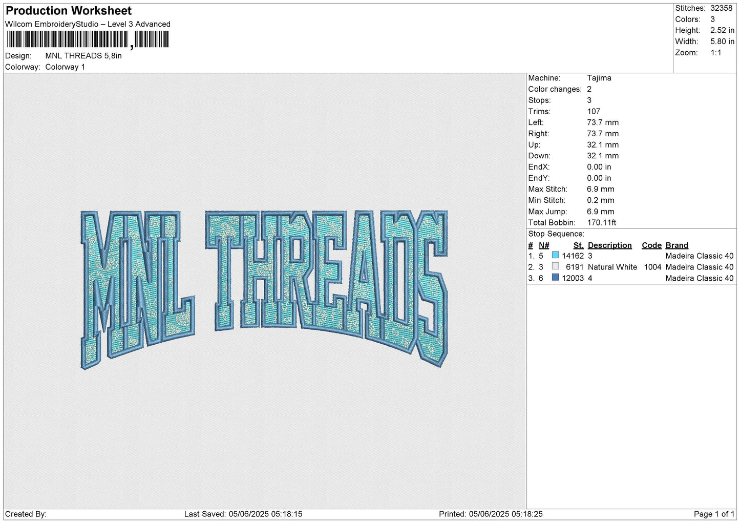 MNL THREADS Embroidery File 6 size