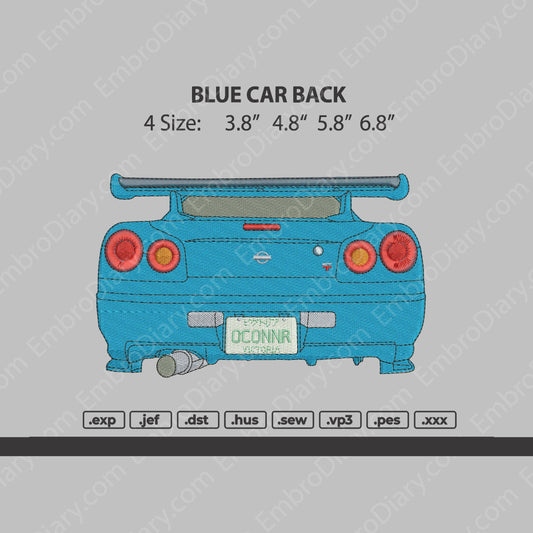 blue car back embroidery