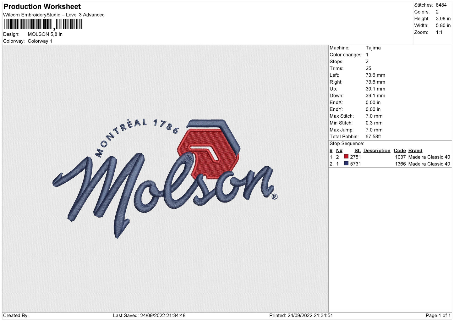 MOLSON Embroidery