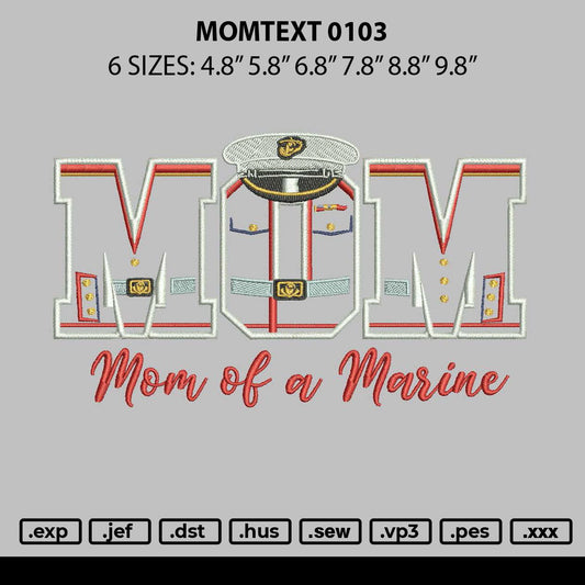 Momtext 0103 Embroidery File 6 sizes