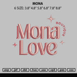 Mona Embroidery File 6 sizes