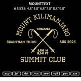 Mounttext Embroidery File 6 sizes