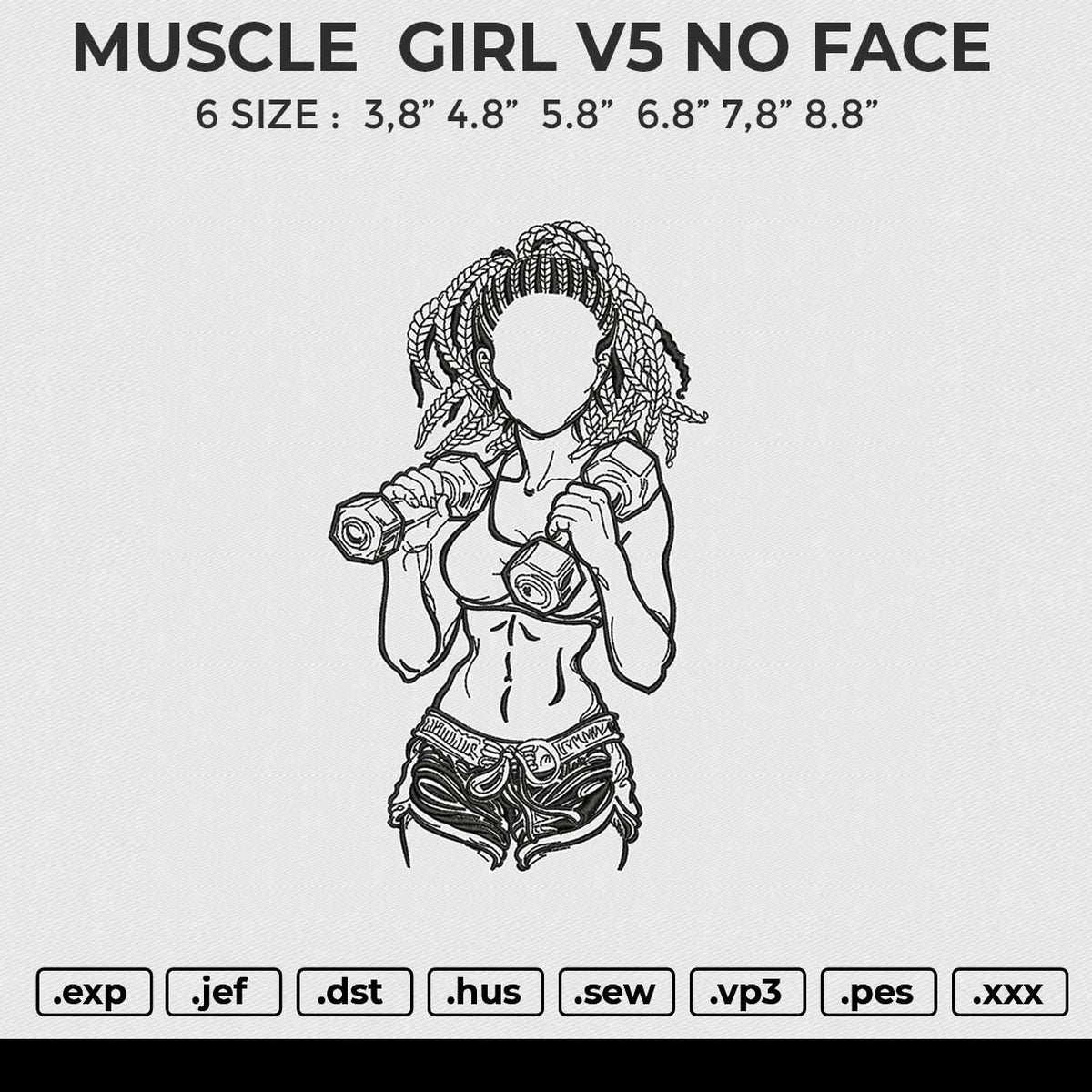 MUSCLE GIRL V5 NO FACE Embroidery File 6 size