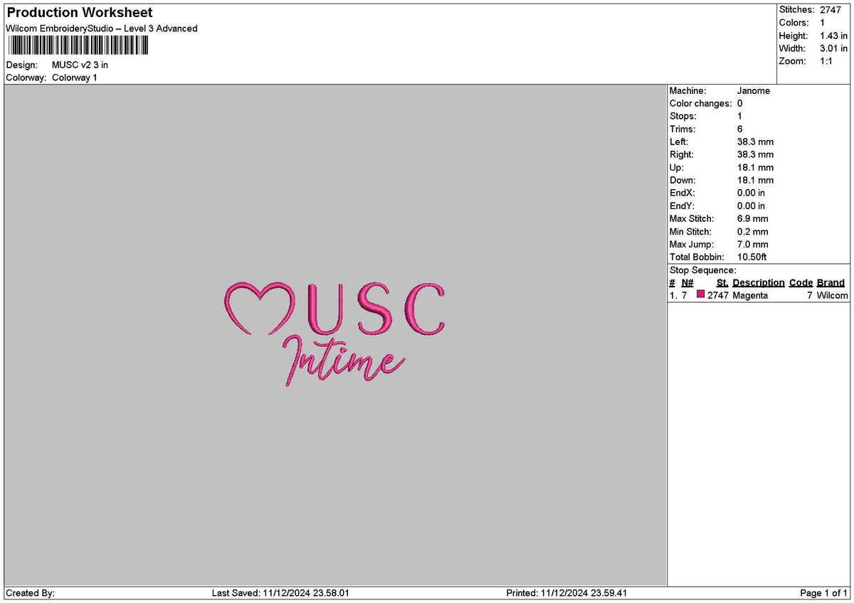 Musctext 02 Embroidery File 6 sizes