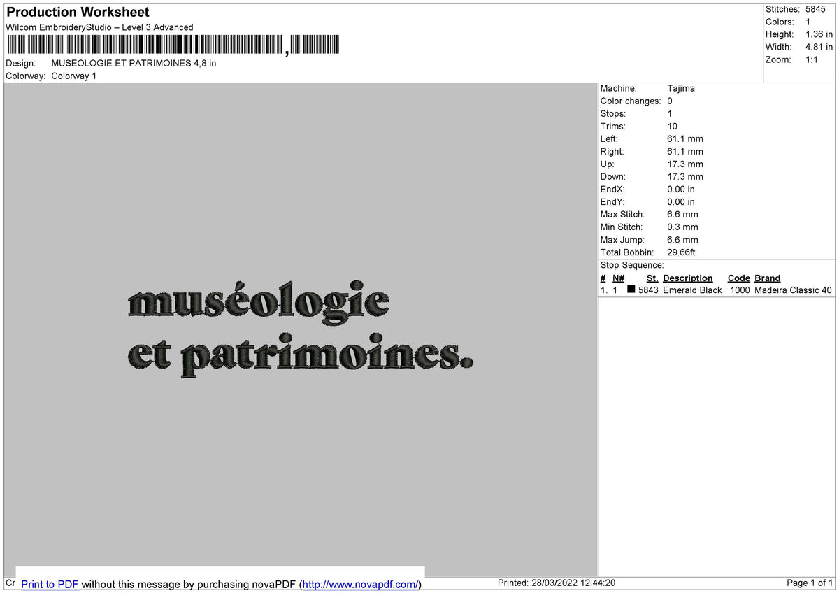MUSEOLOGIE ET PATRIMOINES Embroidery