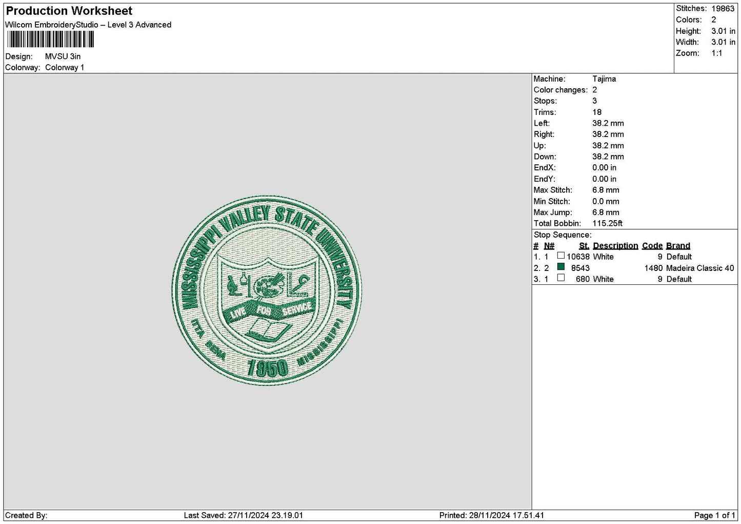 Valleycircle Embroidery File 6 sizes
