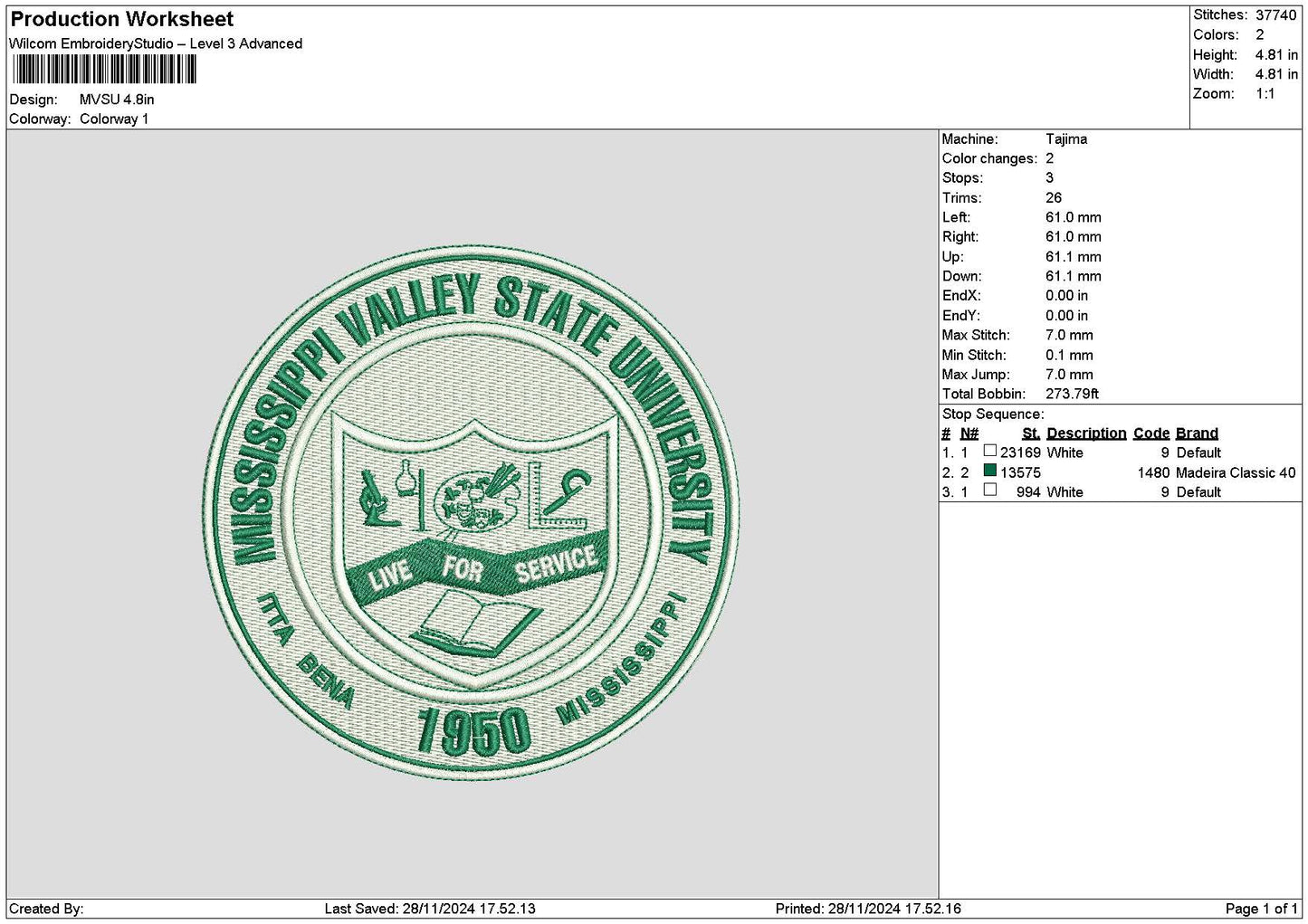Valleycircle Embroidery File 6 sizes