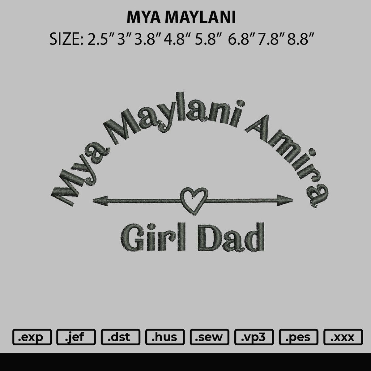 Mya Maylani Embroidery File 6 sizes