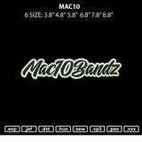 Mac10 Embroidery File 6 sizes