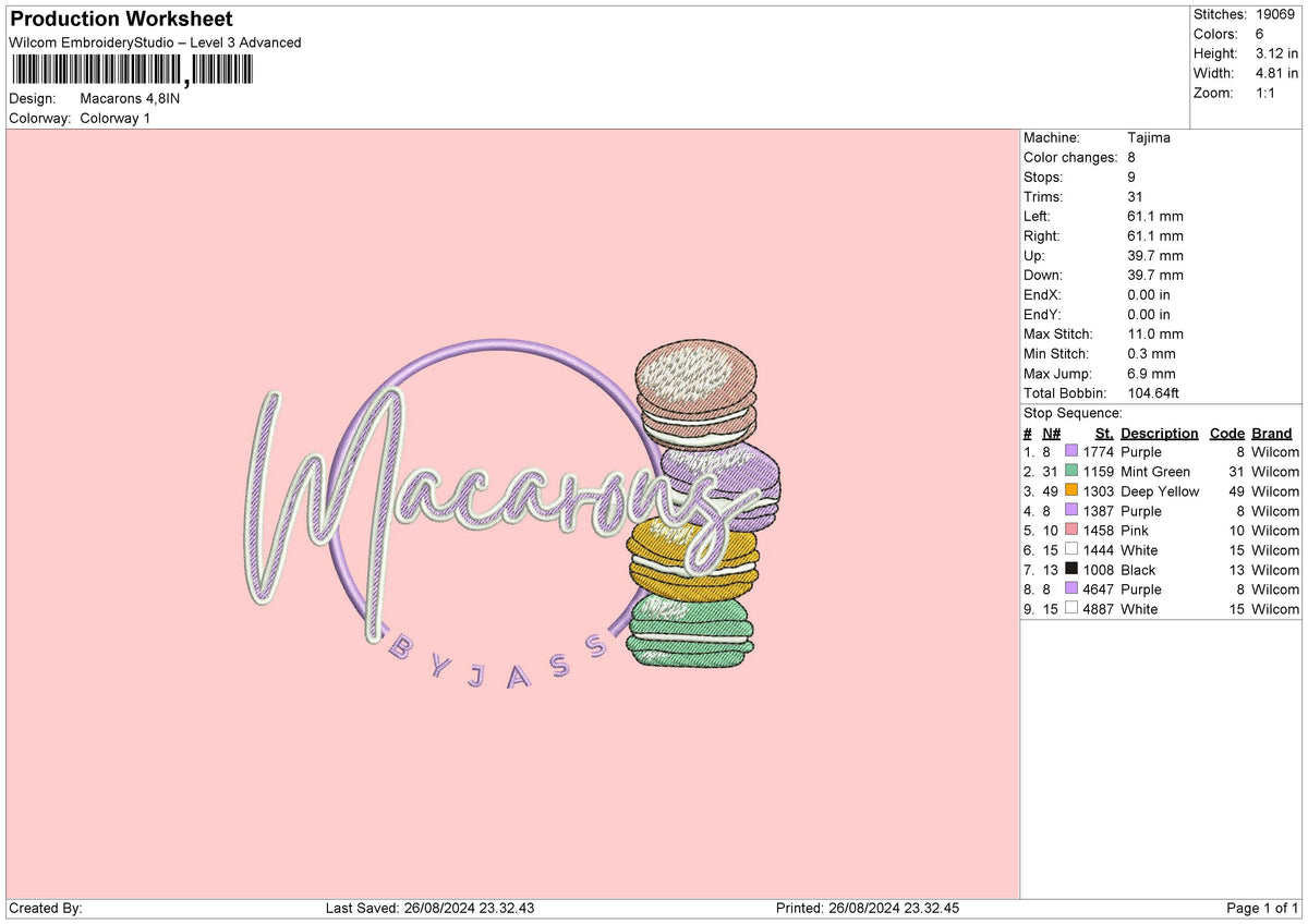 Macarons Embroidery File 6 sizes