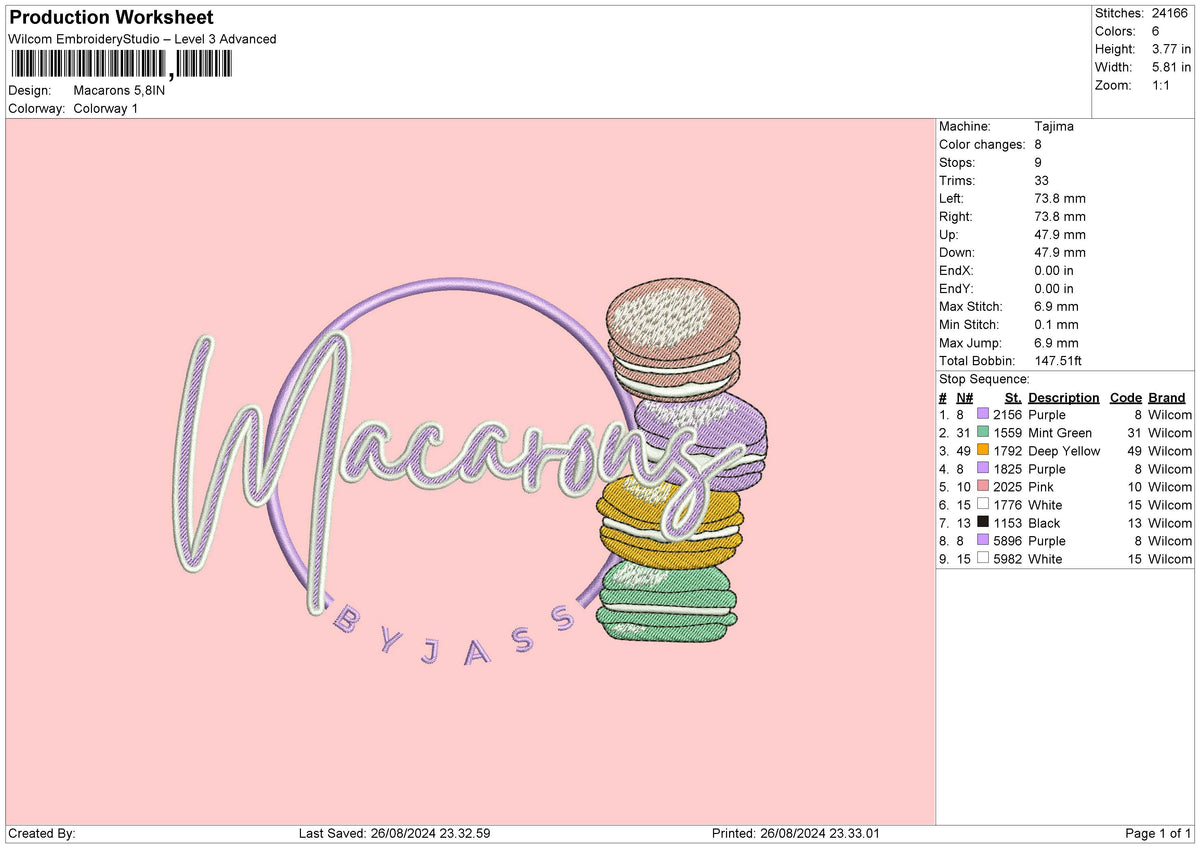 Macarons Embroidery File 6 sizes