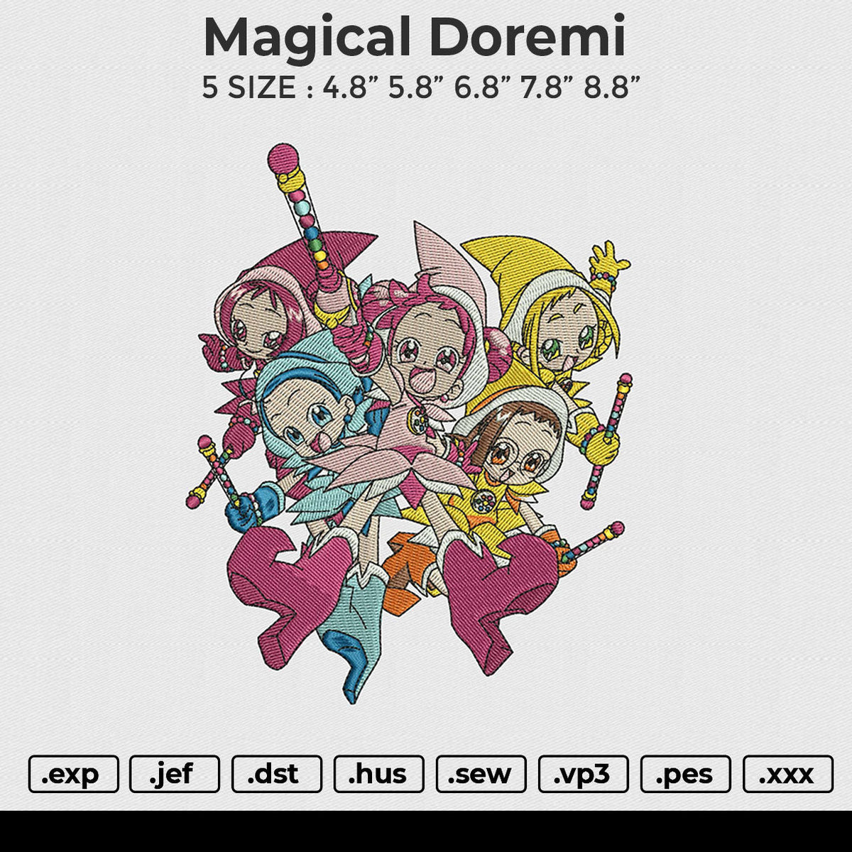 Magical Doremi Embroidery File 5 size