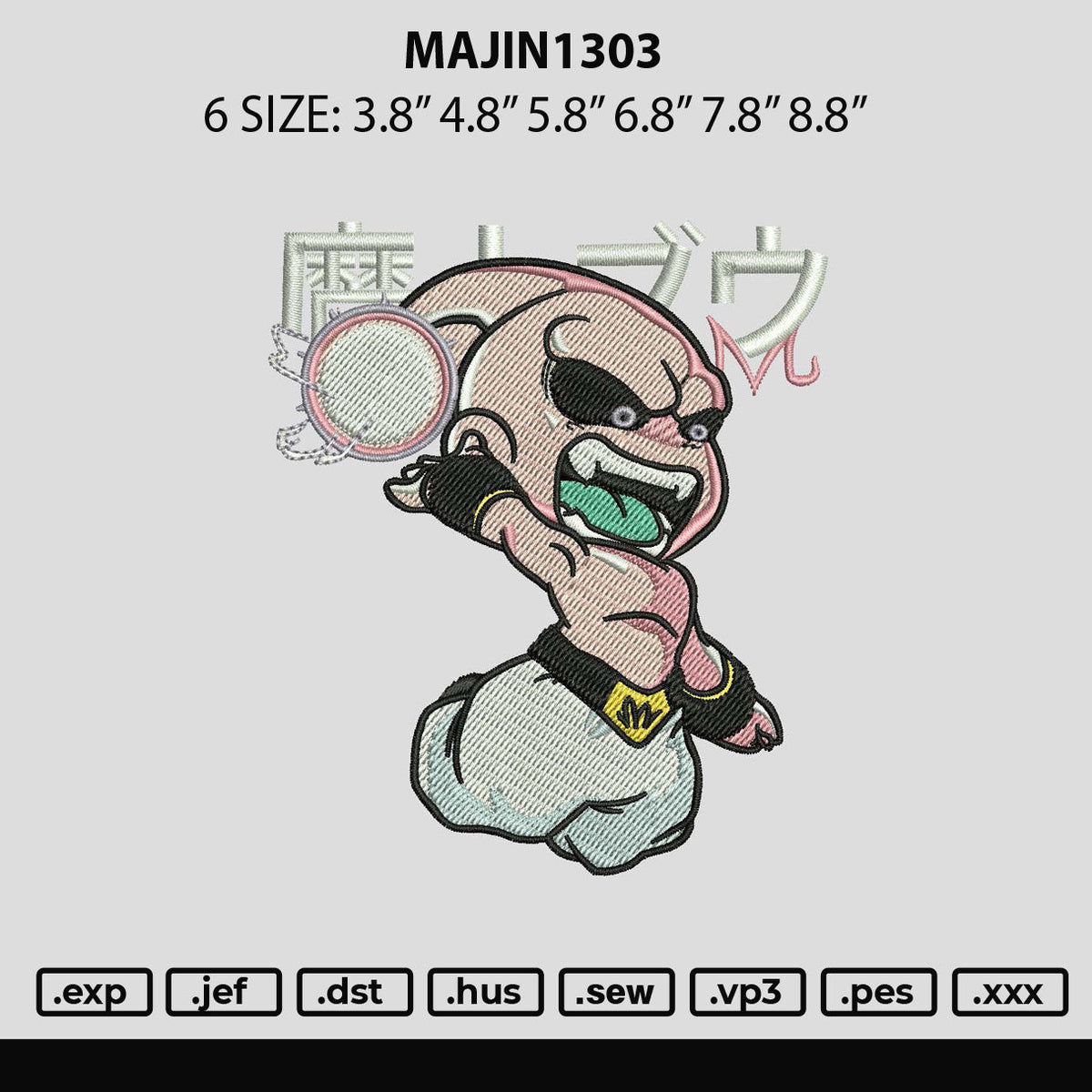 Majin1303 Embroidery File 6 sizes