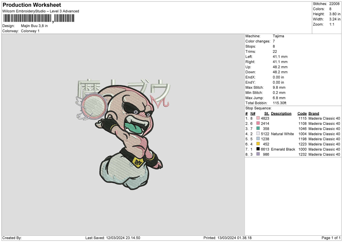 Majin1303 Embroidery File 6 sizes